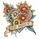 the value of the moment "now" faith in yourself strength of soul and will I can do everything I am strong Daisies Petersburg Kindness Heart Stars tattoo design idea