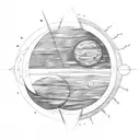 A minimalist sketch of a horseshoe sun and moon with delicate linework and shading tattoo design idea