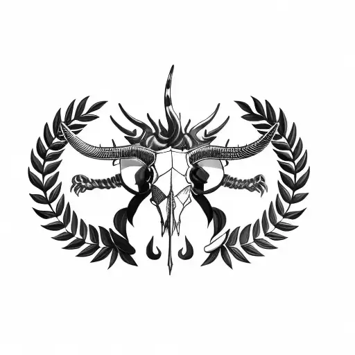 a bull skull and laurel wreath tattoo design idea