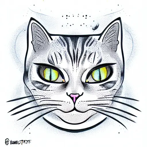 Cat magic tattoo design idea