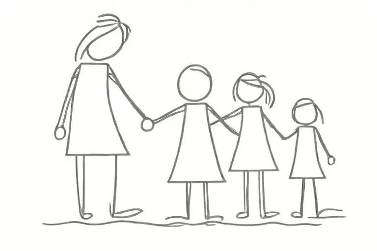2 daughters holding there mother holding hands tattoo design idea