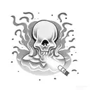 ghost smoking a joint tattoo design idea