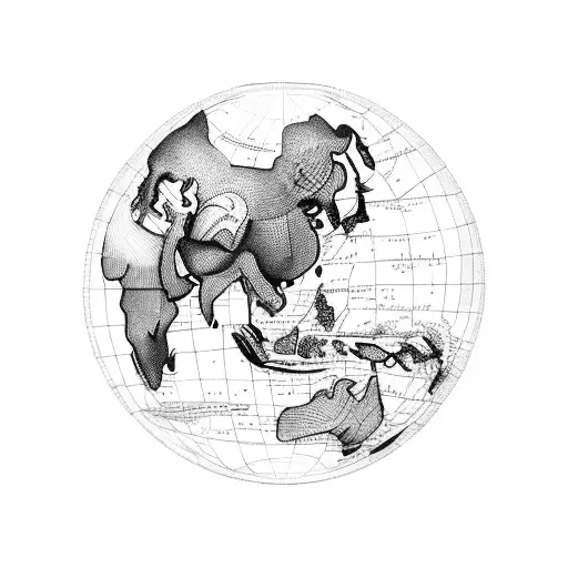 Map monde voyage cuisine vélo  tattoo design idea