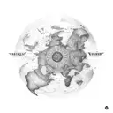 Map monde voyage cuisine vélo  tattoo design idea