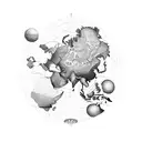 Map monde voyage cuisine vélo  tattoo design idea