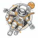 skull astronaut floating in space tattoo design idea