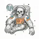 skull astronaut floating in space tattoo design idea
