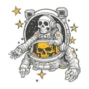 skull astronaut floating in space tattoo design idea