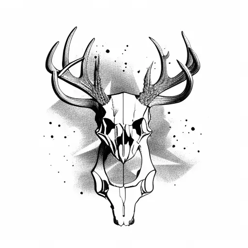 deer skull with bow  arrows behind it  tattoo design idea