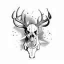 deer skull with bow  arrows behind it  tattoo design idea