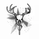 deer skull with bow  arrows behind it  tattoo design idea