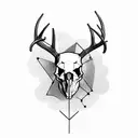 deer skull with bow  arrows behind it  tattoo design idea