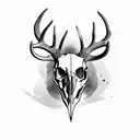 deer skull with bow  arrows behind it  tattoo design idea