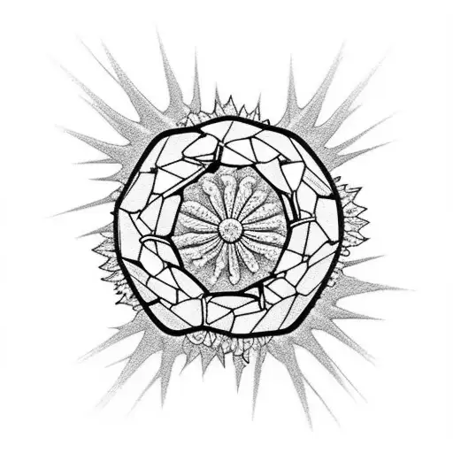 broken chain with yarrow flower tattoo design idea