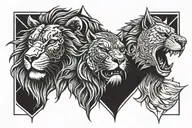 lion and shark and eagle head tattoo design idea