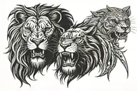 lion and shark and eagle head tattoo design idea