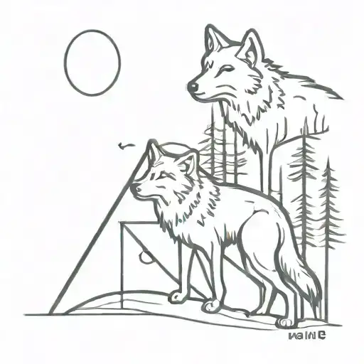 Pontiac vibe, camping, wolf, music  tattoo design idea