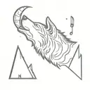wolf howling, music notes, camping tattoo design idea