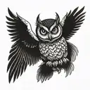 owl with wings spread protecting 2 baby owls sitting tattoo design idea