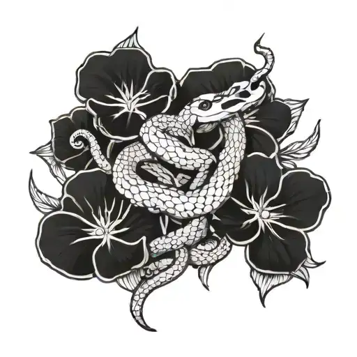 several snakes wrapped around flowers in gold tattoo design idea