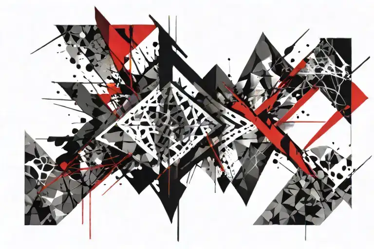 full black long scar horizontally like a diamond stretched tattoo design idea