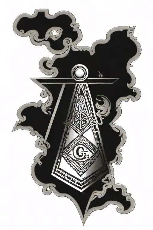 Masonic square and compass tattoo design idea