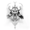 odin with raven tattoo design idea