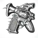 gun shovel tattoo design idea