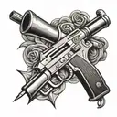 gun shovel tattoo design idea