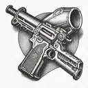 gun shovel tattoo design idea