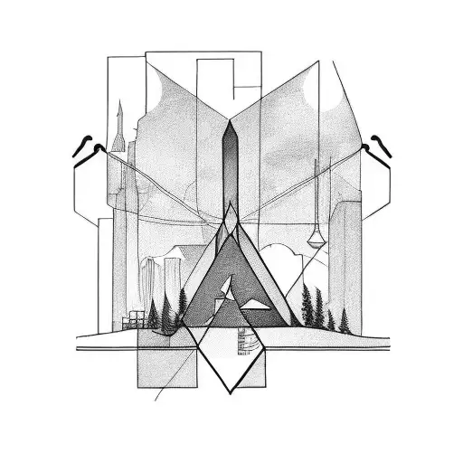 Design a minimalist tattoo featuring the iconic Futura font, incorporating elements of architecture and industrial design. tattoo design idea