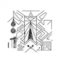 Design a minimalist tattoo featuring the iconic Futura font, incorporating elements of architecture and industrial design. tattoo design idea