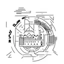 Design a minimalist tattoo featuring the iconic Futura font, incorporating elements of architecture and industrial design. tattoo design idea