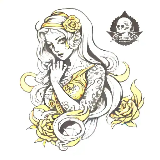 ghost girl sheet  tattoo design idea
