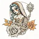 ghost girl sheet  tattoo design idea