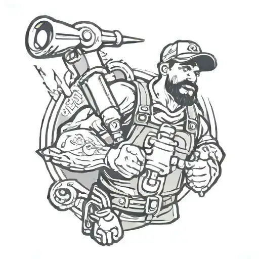 plumber holding a wrench tattoo design idea