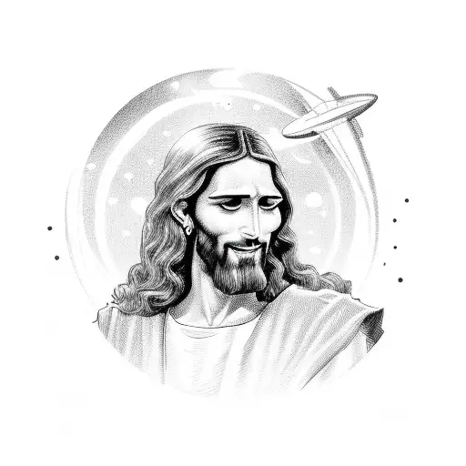 Jesus caricature driving an astrovan  tattoo design idea