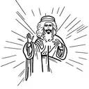 Jesus driving an astrovan that is primarily white with red accent tattoo design idea