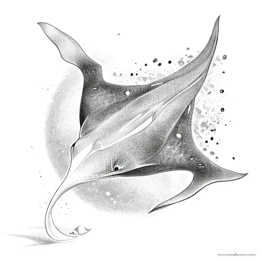 manta ray with a long tail  tattoo design idea