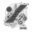 An economic graph shaped like a trampoline stamp that says "control tattoo design idea