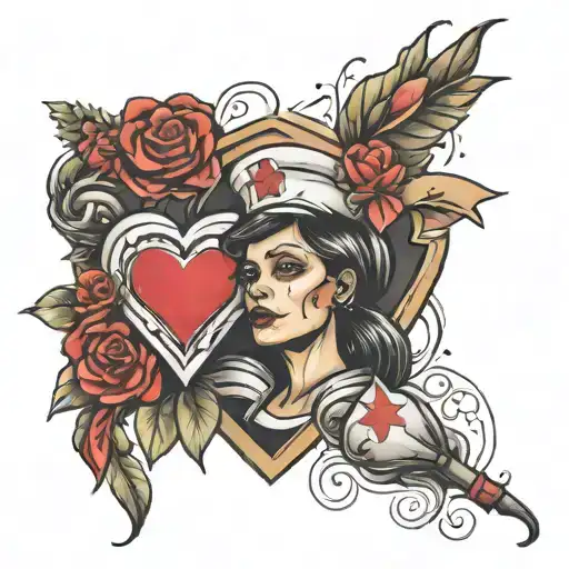 nurse hearts tattoo design idea
