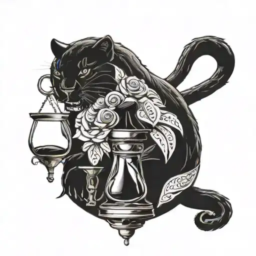 a panther wrapped around an hourglass or vice versa, either one tattoo design idea