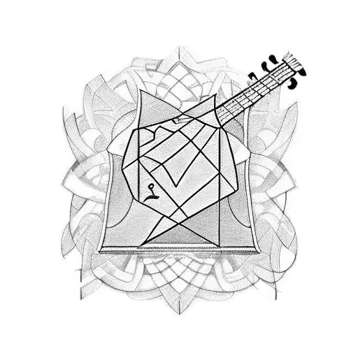 A guitar pick with a mathematical formula engraved on it tattoo design idea