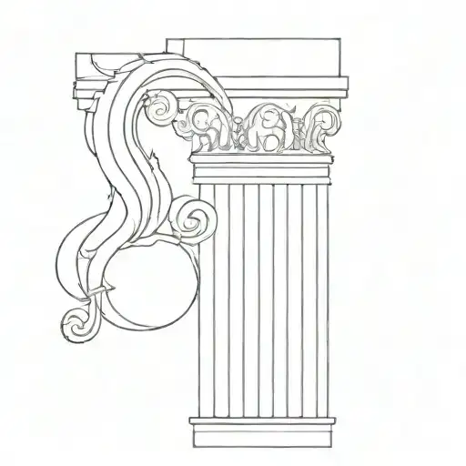 single ionic column line drawing tattoo design idea