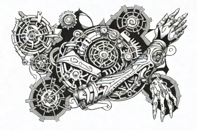 patchwork arm sleeve girly tattoo design idea
