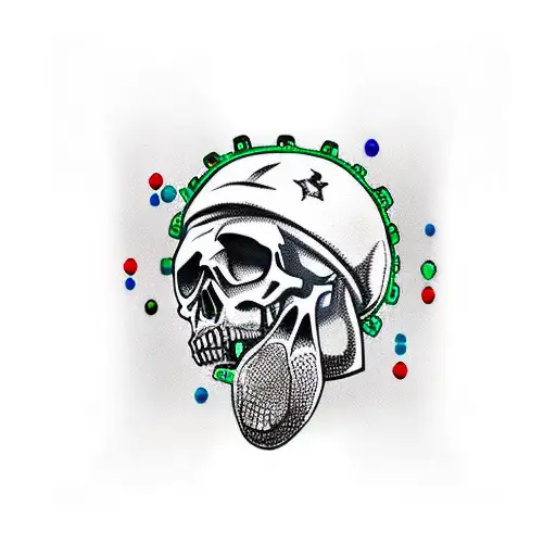 skull gears clown chains dope pipe tattoo design idea