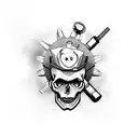 skull gears clown chains dope pipe tattoo design idea