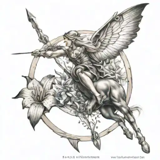 Lily Sagittarius arrow tattoo design idea