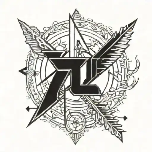 the letter L and Sagittarius arrow tattoo design idea