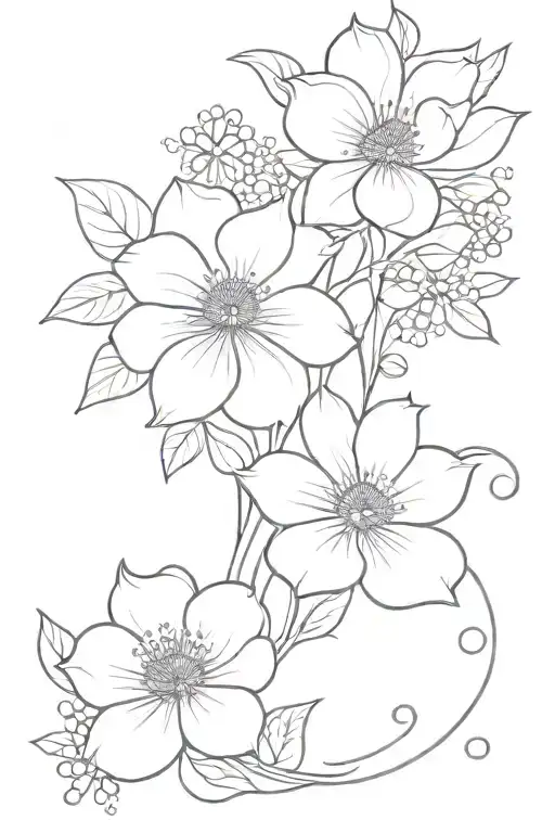 flower bouquet for september, june, december, and april tattoo design idea